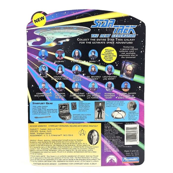 Star Trek The Next Generation Captain Jean-Luc Picard Playmates 1993 Vintage - Picture 3 of 6